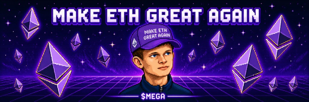 MAKE ETH GREAT AGAIN pixel-art banner with 8-bit Ethereum diamonds